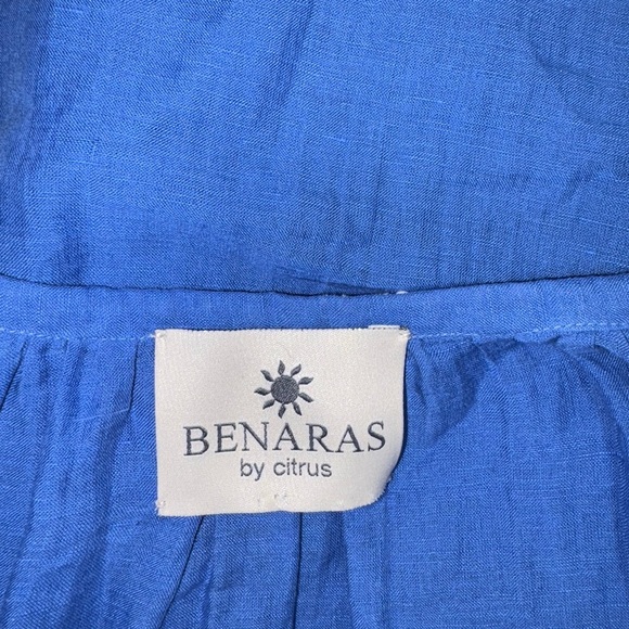 Benaras By Citrus Silk Cotton Blend Blouse Peasant Embroidered Beaded Size Small - Picture 7 of 7